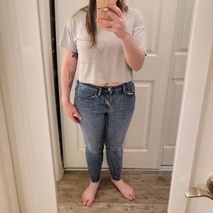 Straight Leg Faded Light Blue Jeans